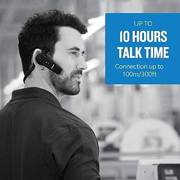 BlueParrott C300-XT Noise Canceling Bluetooth Headset Hands-Free Wireless Headset, Perfect For High-Noise Environments, Long Wireless Range with Superior Sound, IP65-Rated, Black