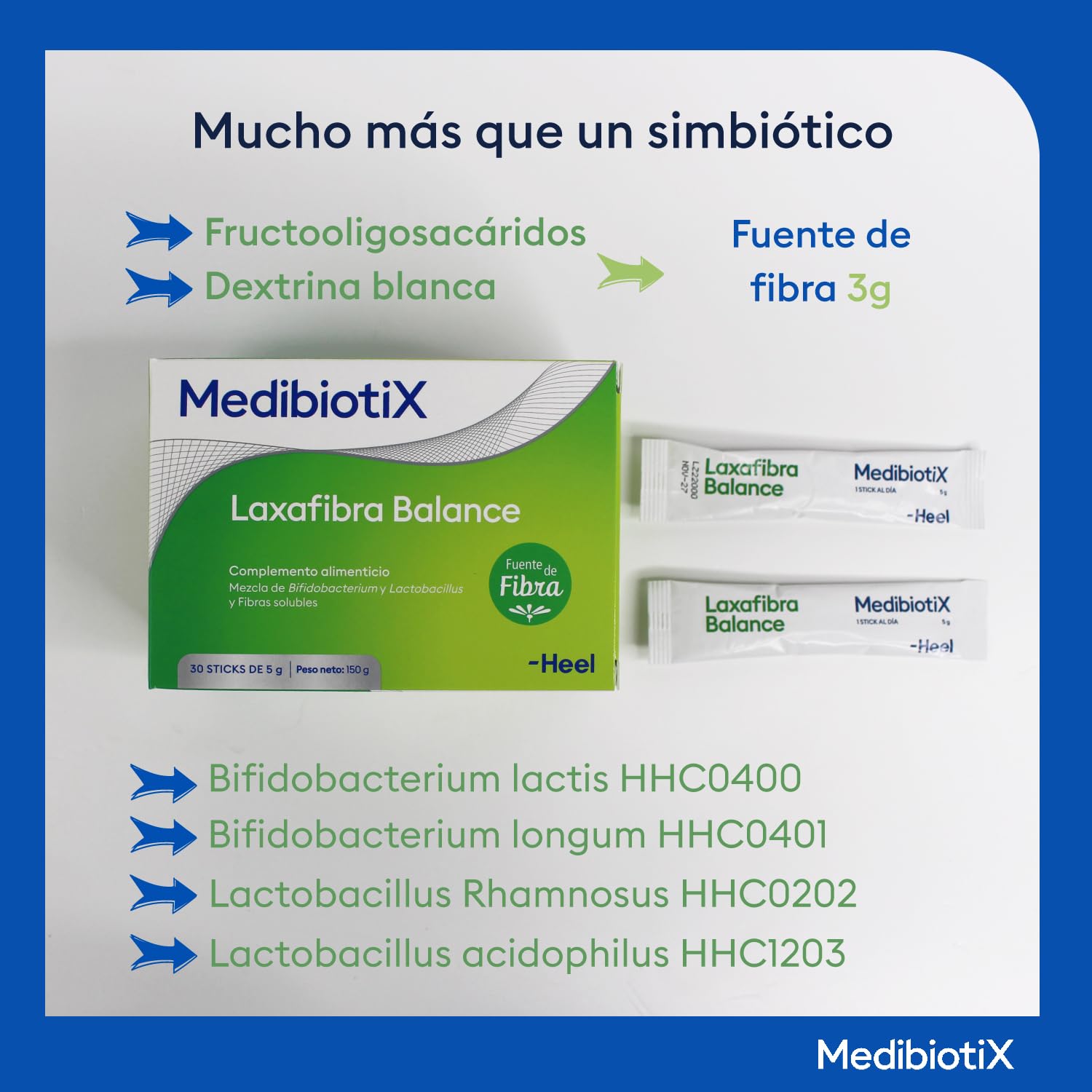 MedibiotiX - Laxafibra Balance, Complemento Alimenticio con Prebióticos, Probióticos y Fibras Naturales, Mejora el Tránsito Intestinal y la Regularidad Intestinal - 30 Sticks (30)
