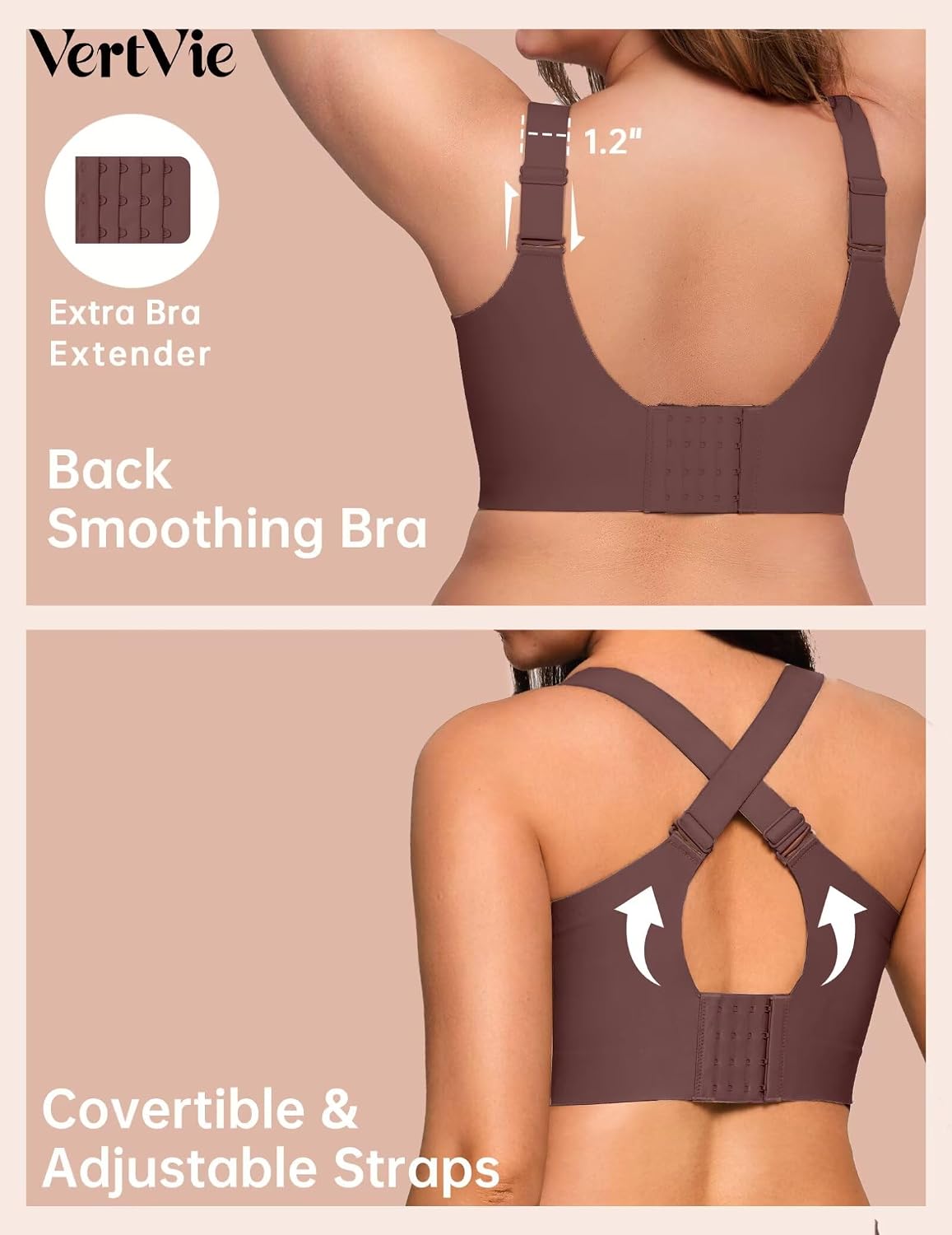 Vertvie Jelly Bras for Women Plus Size Minimizer Soft Wireless Push Up Bra Full Supportive Older Lift Back Coverage Bralette thumbnail