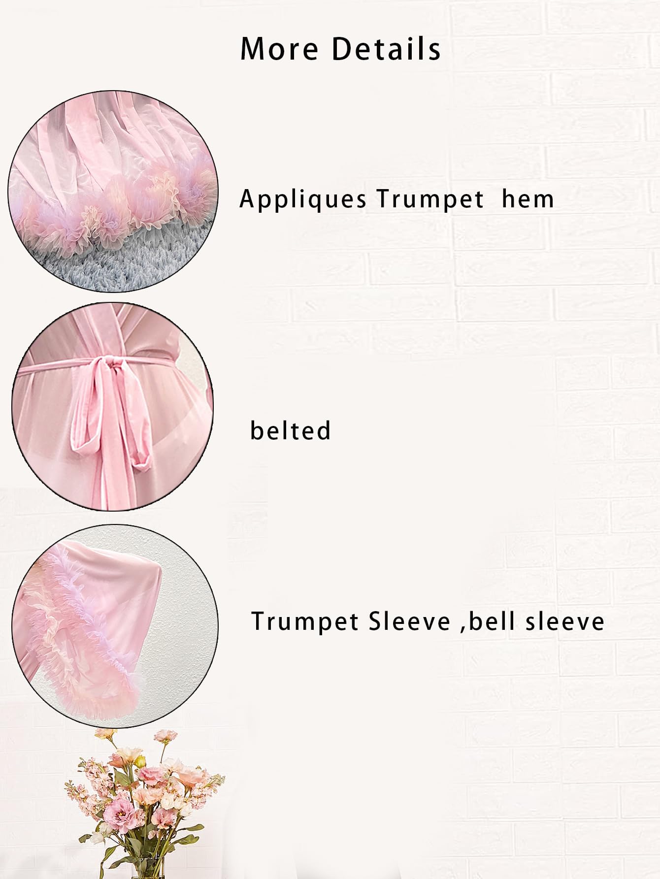 OYOANGLE Women's Ruffle Trim Long Sleeve Belted Sheer Mesh Wedding Bride Robe Nightgown: XX-Large Light Pink