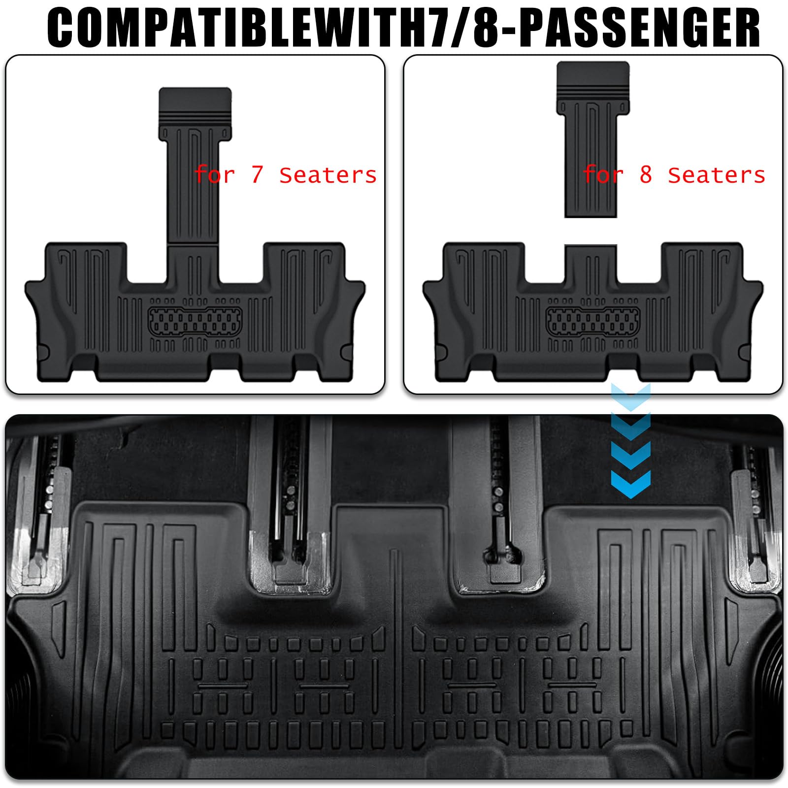 Auxko All Weather Floor Mats Cargo Mat with Backrest Mat for Kia Telluride 7 8 Seats 2020-2025 TPE — view 7