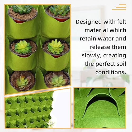 Miniatura 27 de Bolsas de cultivo colgantes para plantar, 9 bolsillos para colgar en la pared, maceta vertical montada en la pared, bolsa de cultivo