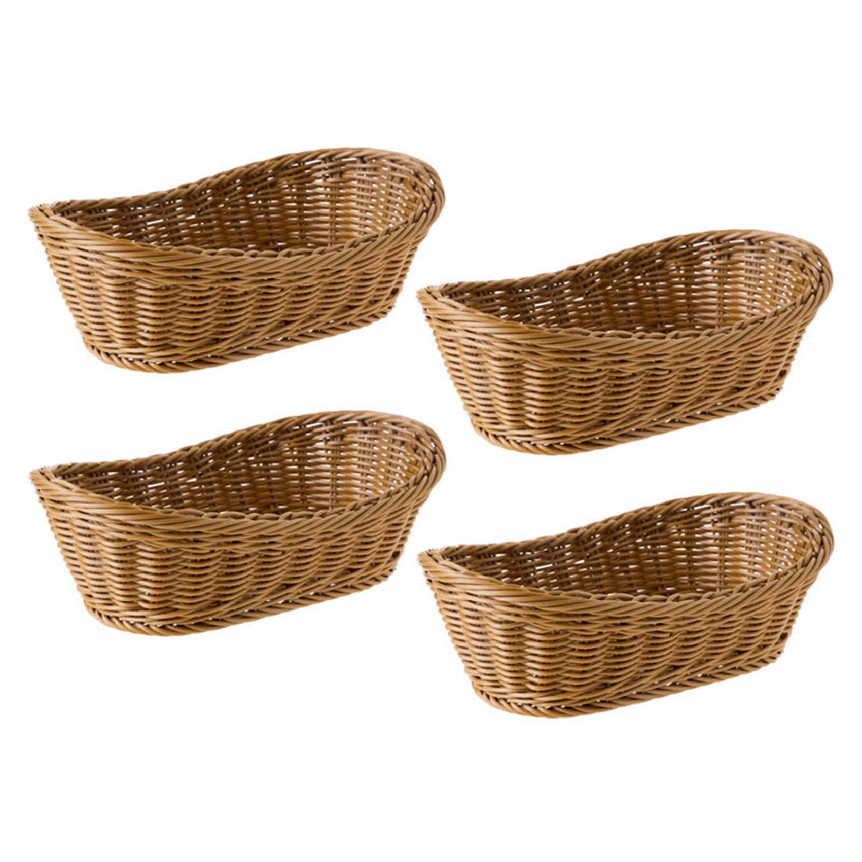 Hndhbfgrt 4X Oval Wicker Woven Bread Basket, 10.2Inch Storage Basket for Food Fruit Cosmetic Storage Tabletop and Bathroom