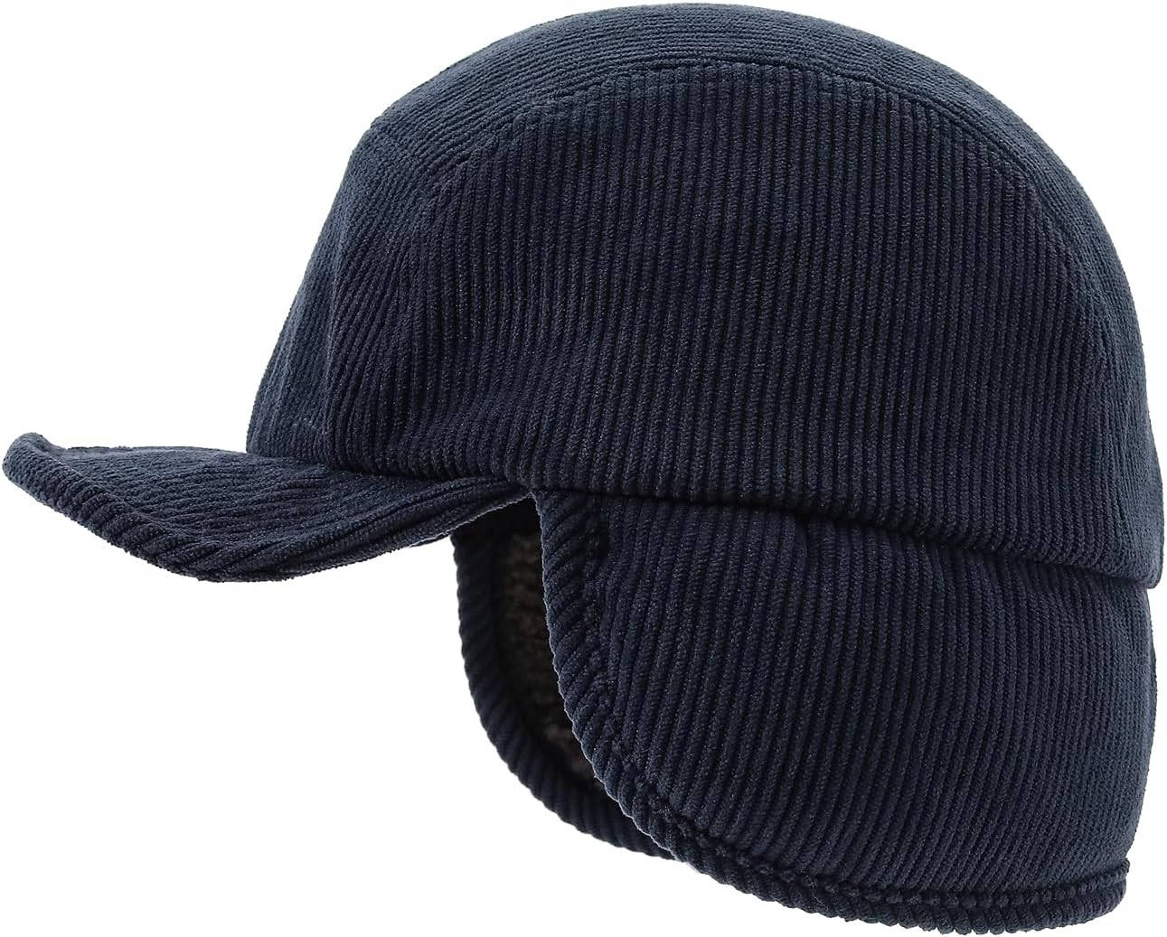 Cold Weather Winter Hat Corduroy Fleece Beanie Earflaps Warm Short Brim Baseball Cap Trapper Hat Russian Ushanka Hat