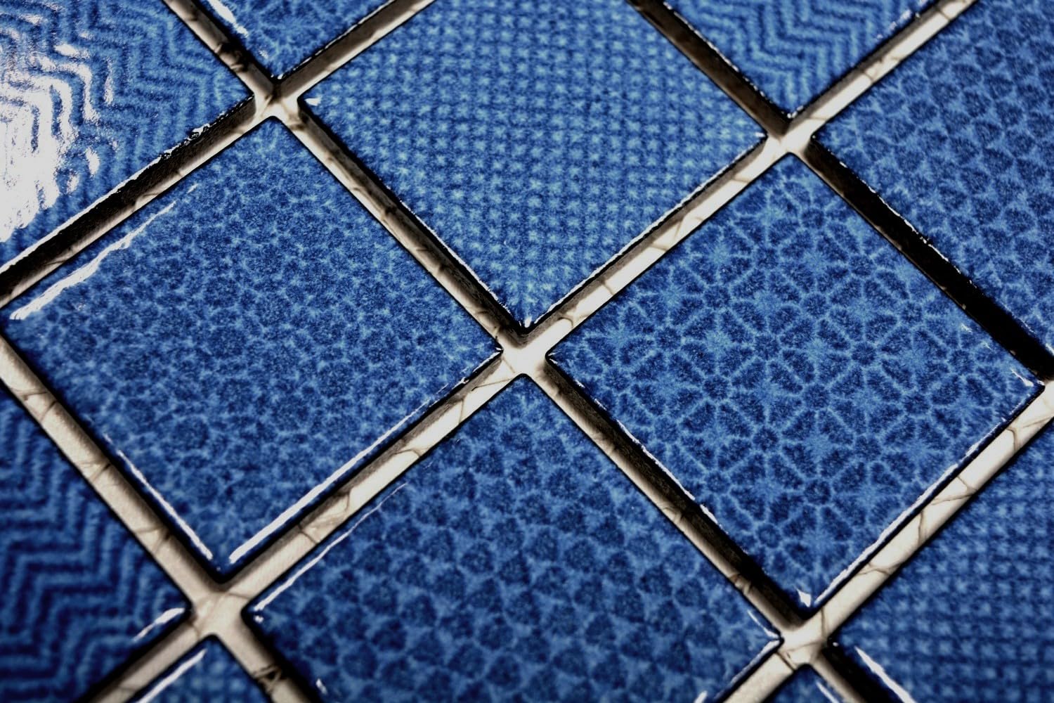 Mosaïque Céramique Cobalt Brillante 30.4x30.4cm - Pour Mur De Salle De Bain & Cuisine - Référence WB14-0405 - Résistante Au Gel - Neuf