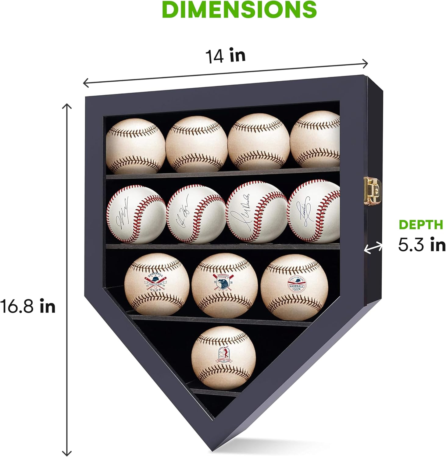 Baseball Display Case Baseball Case Baseball Holders for Balls Display Baseballs 20 Pack Wall Display Box 92% Clear Antifade UV Protection with Gold Locks for ​Homerun Autograph Ball Extra Large Black