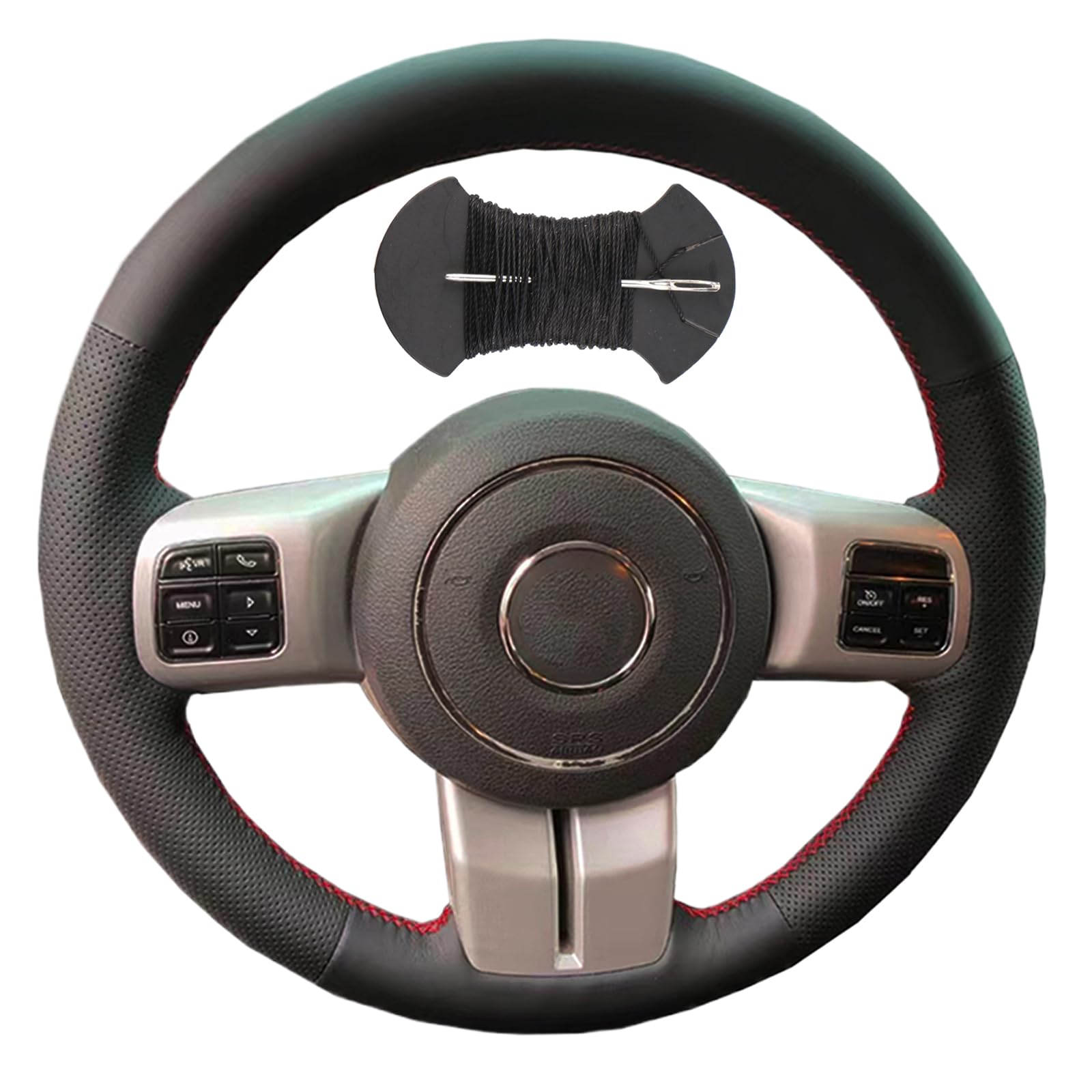 Car Steering Wheel Cover Microfiber Leather Stitch Wheel Wrap Fit for Jeep Compass Grand Cherokee Wrangler Patriot 2012-2014
