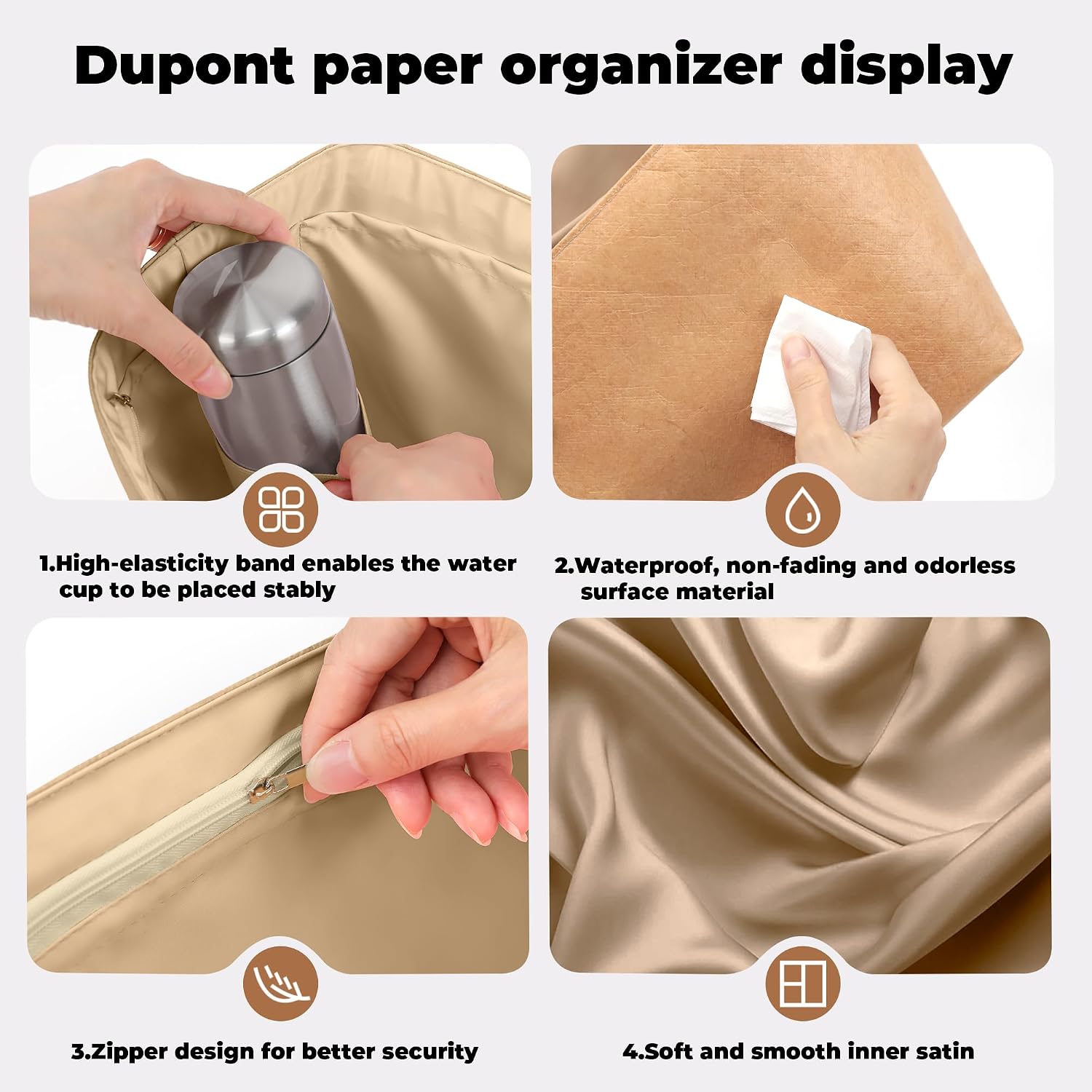 DGAZ Lightweight Purse Organizer Insert for GYARD-Anjou/Artois/SaintLouis Bags,silk and DupontPaper handbag inner for Luxury Bag(Chai,ArtoisMM)