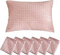Vista 24 de WARMDERN Juego de 2 fundas de almohada beige tamaño Queen estándar, fundas de almohada de microfibra suave, estilo bohemio texturizadas con cierre