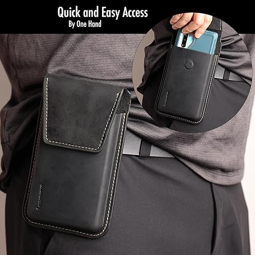 Miniatura 2 de Funda de cuero para teléfono con clip para cinturón, funda para cinturón para iPhone 14, 14 Pro, Galaxy S23, funda para teléfono inteligente con