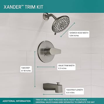Peerless PTT14419-BN Xander Tub Shower Trim Only (Valve Sold Separately), Brushed Nickel