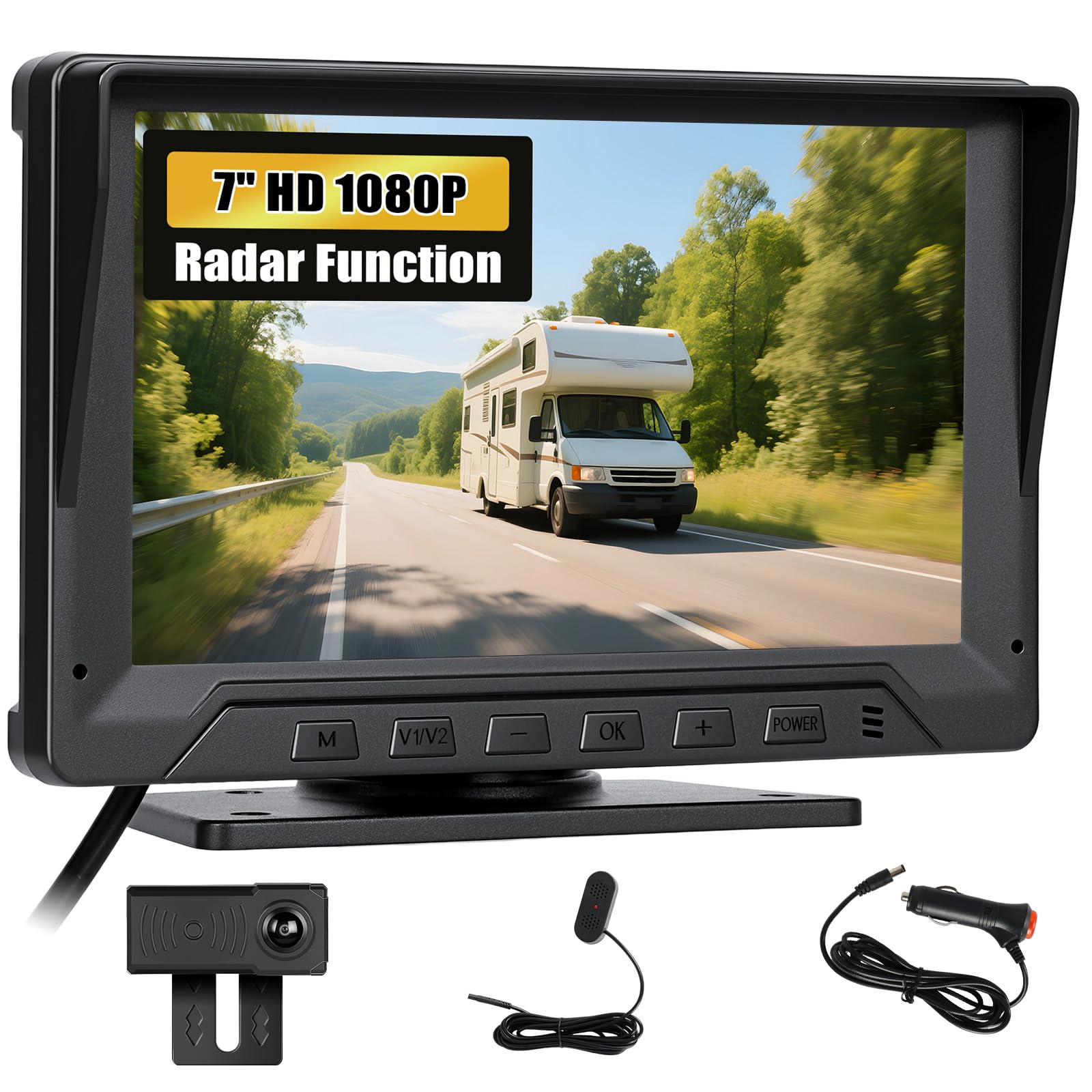 SIXWIN Caméra de recul de Voiture, 8 Pouces Moniteur avec 2xIP69 Étanche Vision Nocturne Caméras,2x20m de Câble pour Camions,Bus,Tracteur,agricole,remorque