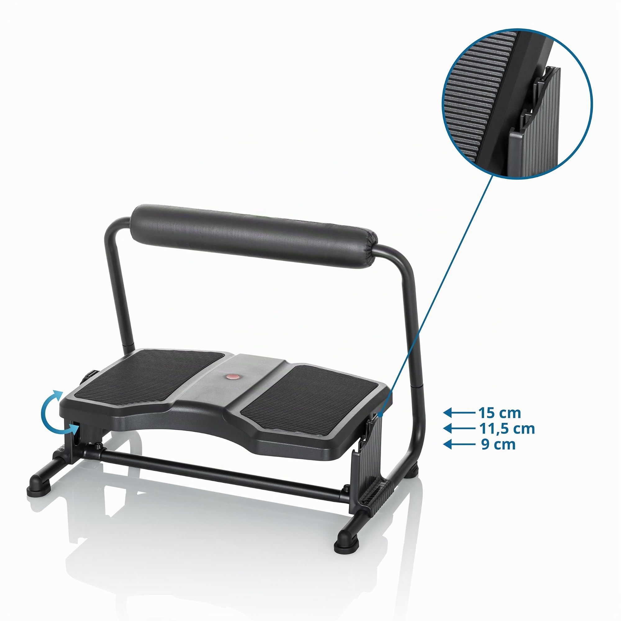 hjh OFFICE Repose-pieds Bureau PODI F noir Repose-pieds ergonomique réglable en hauteur & inclinable, repose-jambes inclus, 830111