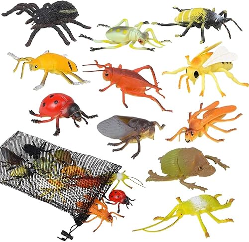 ArtCreativity Surtido de figuras de insectos en bolsa de malla, paquete de 11 figuras de insectos en varios diseños, juguetes de agua de baño para