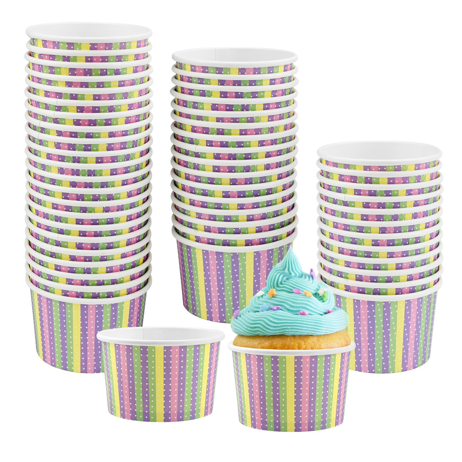 Pots à Glace En Carton Jetables BIOZOYG – 250 Pièces, 150 Ml (6 Oz), Blanc, Revêtement Imperméable – Pour Glaciers, Cafés, événements
