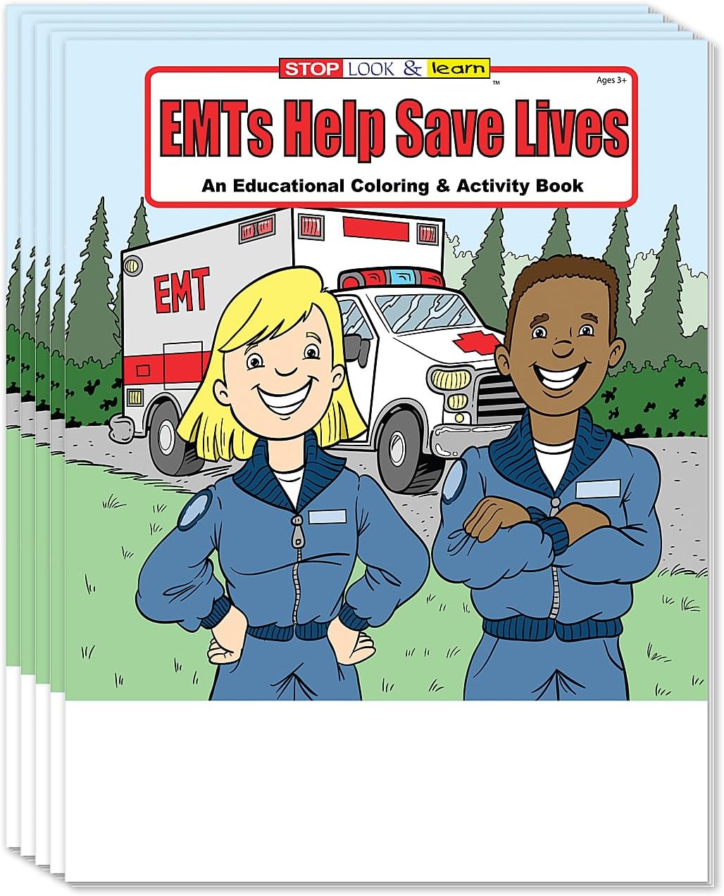 ZOCO – Emergency EMS Workers Save Lives – Coloring & Activity Books (25 Bulk Pack, Without Crayons) – Paramedics, Ambulance, 911 Handout & Party Favor for Kids