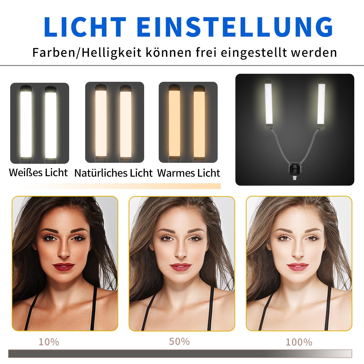 50W 3000–6500K dimmbare LED-Doppelarmleuchte mit 105 cm dreieckigem Ausleger zur Wandmontage, Fotografie-Beleuchtungsset für Make-up, Live-Übertragung, Augenbrauen, Tattoo-Lampe, Studio-Video