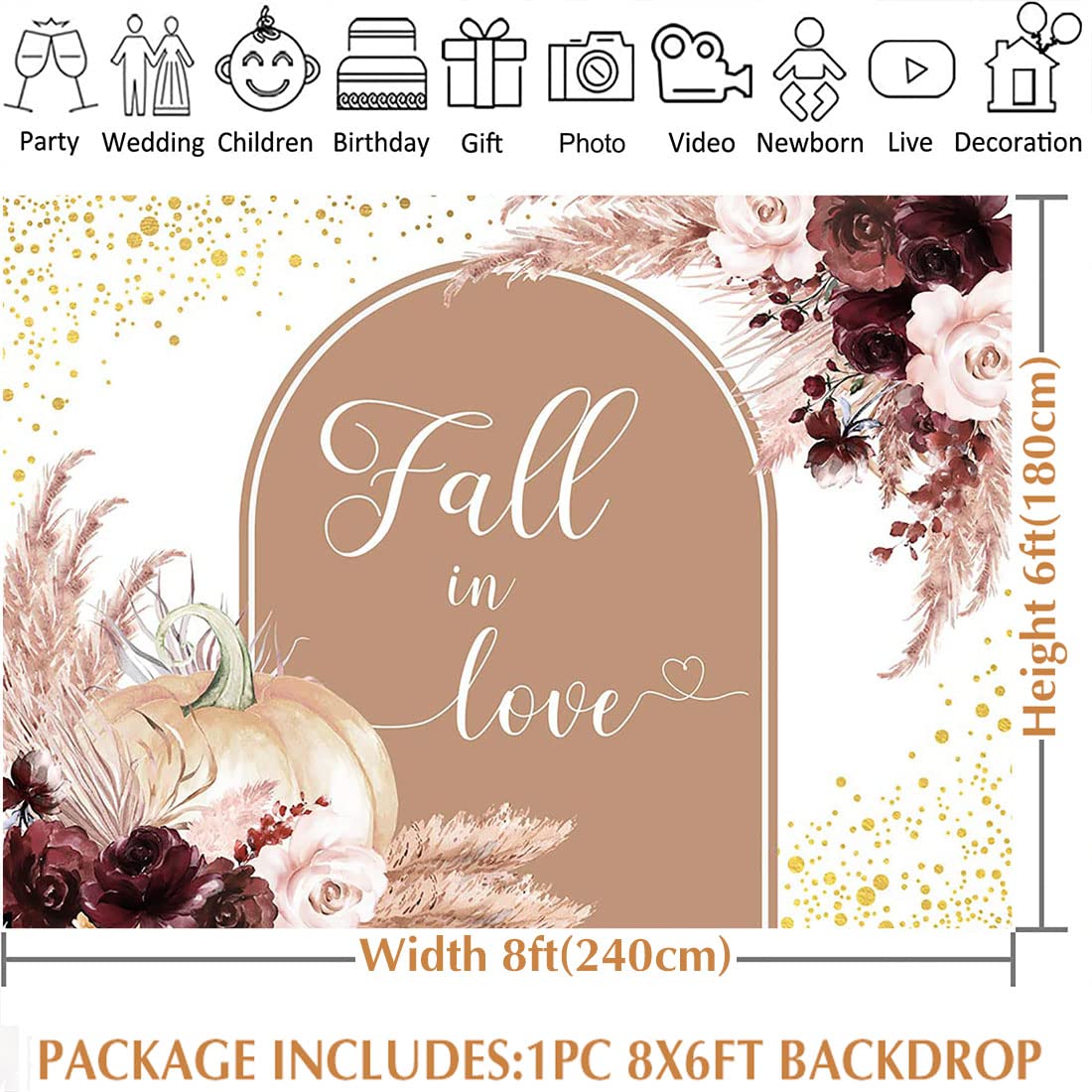 „Fall In Love“-Dekoration-Set Für Herbst-Hochzeit Oder Brautdusche – Mit Banner, Pompons Und Laternen