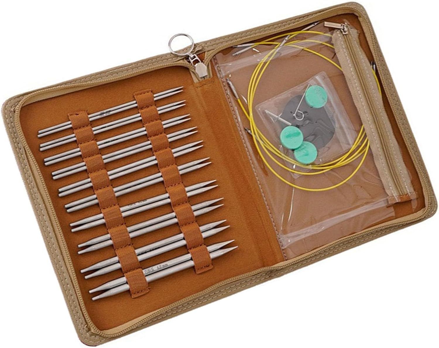 10ペア交換可能な編み針セット2.8mm-6.0mm鋼の円形編み革のストレージケースと交換可能な円形