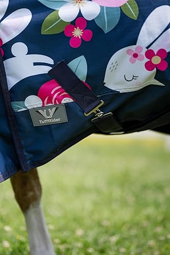 Miniatura 6 de Tuffrider Cuello estándar 1200D Pony Turnout Manta Peso Medio 200 GMS Impresión de dos tonos - Conejo y Royal