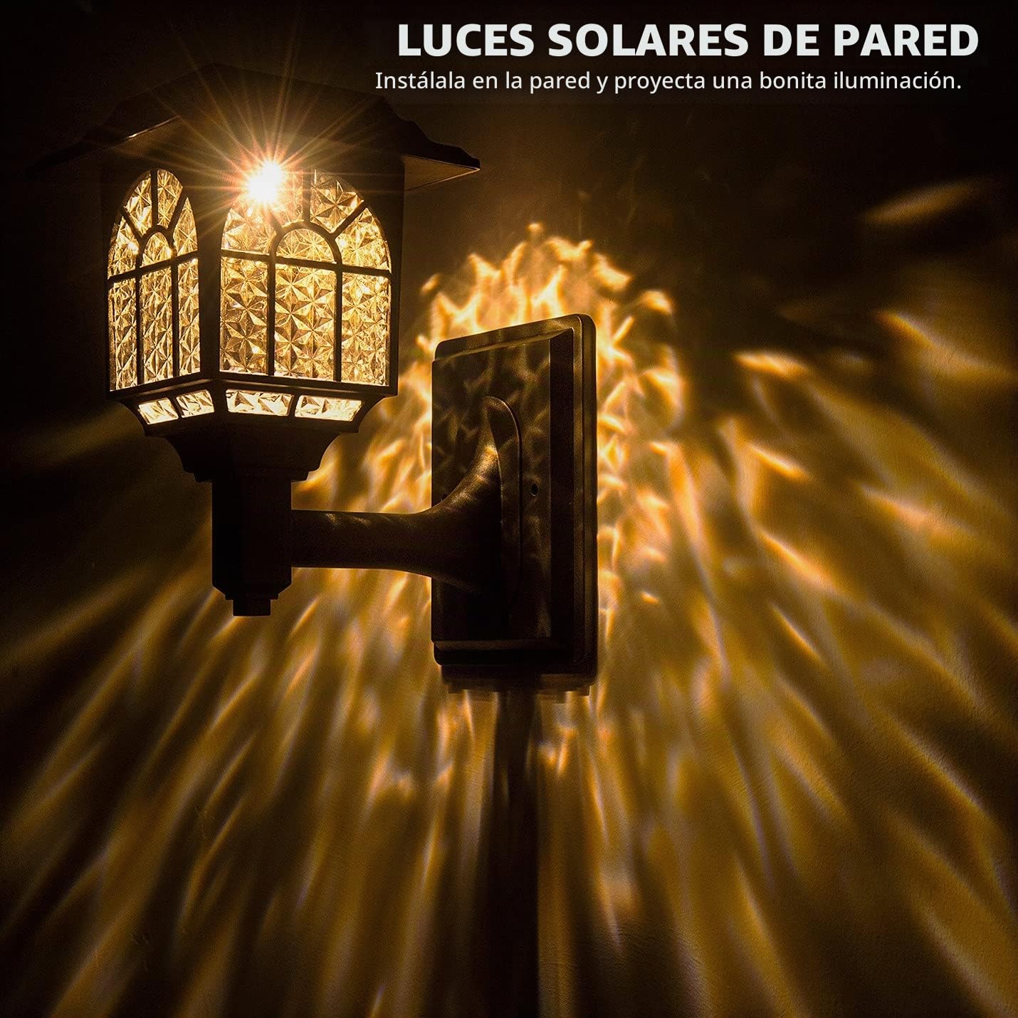 LeiDrail Luz Solar Exterior Focos LED Solares Impermeable Aplique Lámpara para Jardín Patio Entrada Garaje Terraza - 4 Paquetes