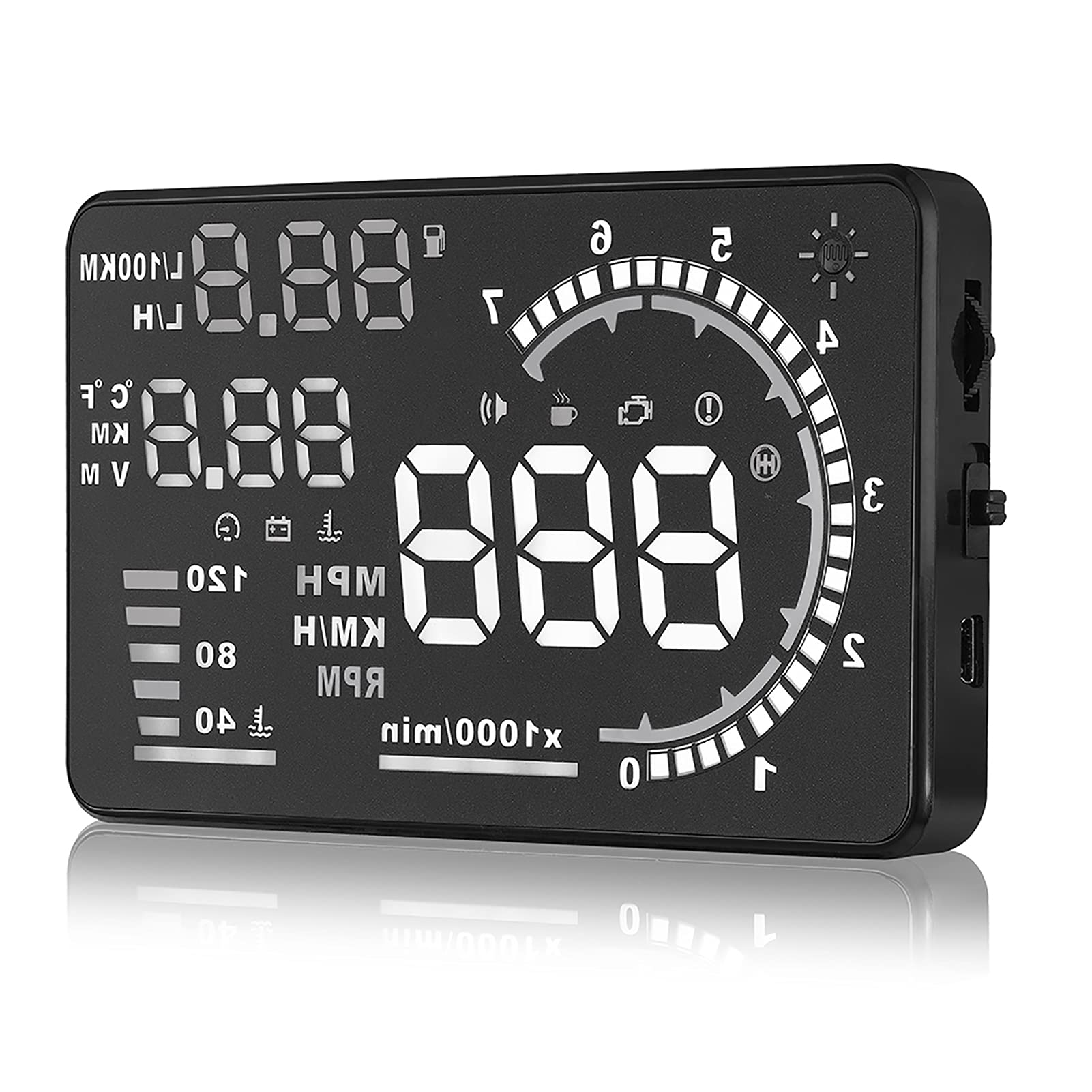 Tyenaza A8 Car HUD Head Up Display, 5.5" Coche HUD Head-up Display Proyector de Parabrisas Proyector de Parabrisas de Velocidad del VehíCulo Recordatorio de Velocidad del Motor y Fatiga de ConduccióN