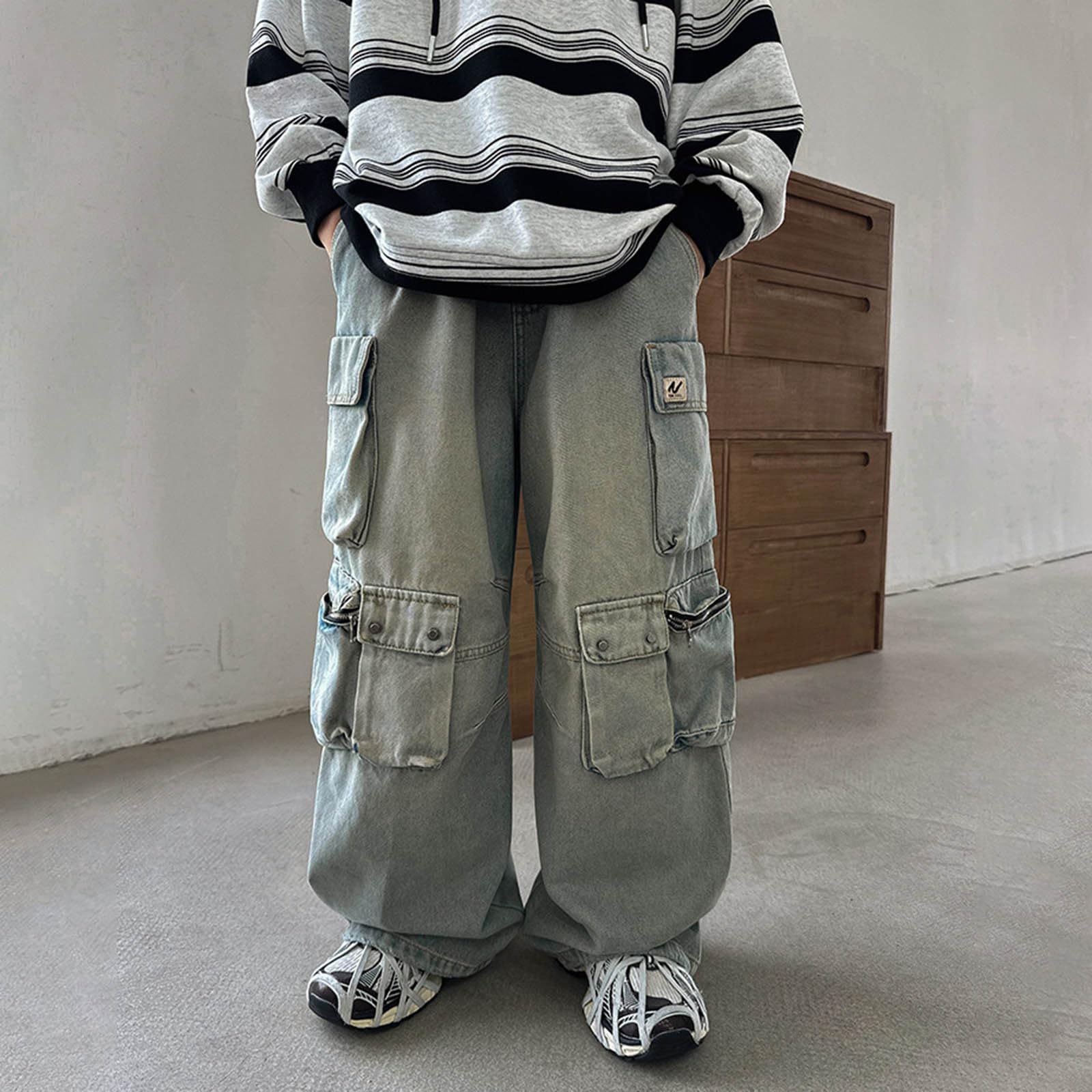 Generico Pantaloni Elegant Bambino-Pantaloni Cargo da Ragazzo, Jeans Classici in Denim per Bambini e Ragazzi, Comodi Pantaloni Casual con più Tasche, Pantaloni Lunghi Resistenti per la Scuola