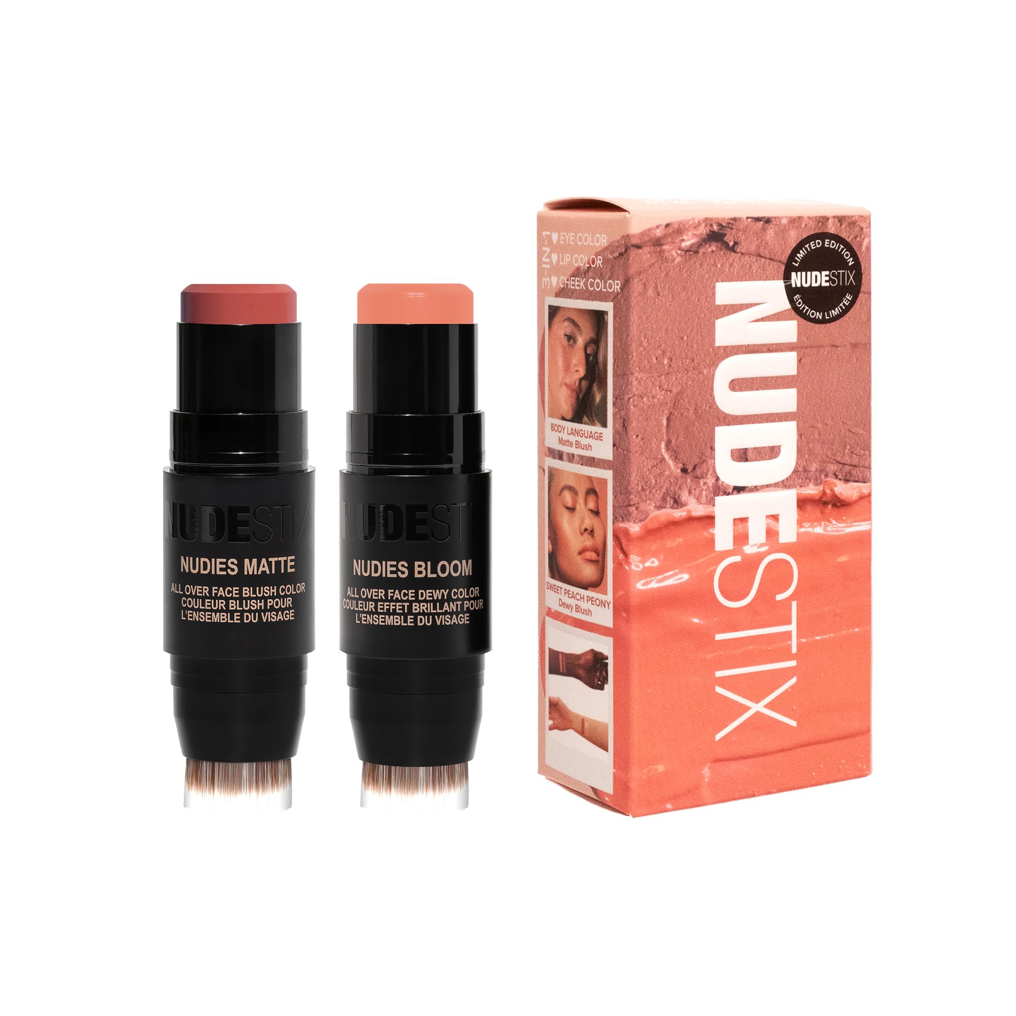Nudestix Pretty Nude Skin Kit – 2-Piece Cream Blush Stick Set for Cheeks, Eyes & Lips | Includes Nudies Matte & Nudies Bloom | For All Skin Tones