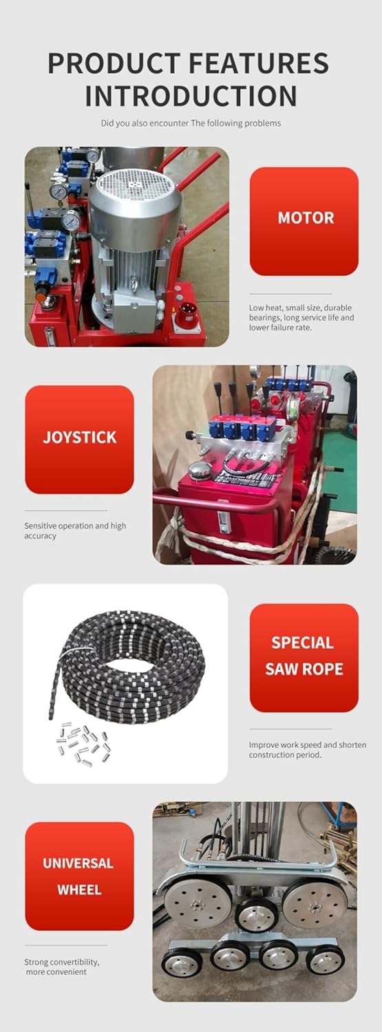Heavy Duty Hydraulic Wire Saw for Concrete and Stone – Professional Tool for Demolition, Mining and Construction