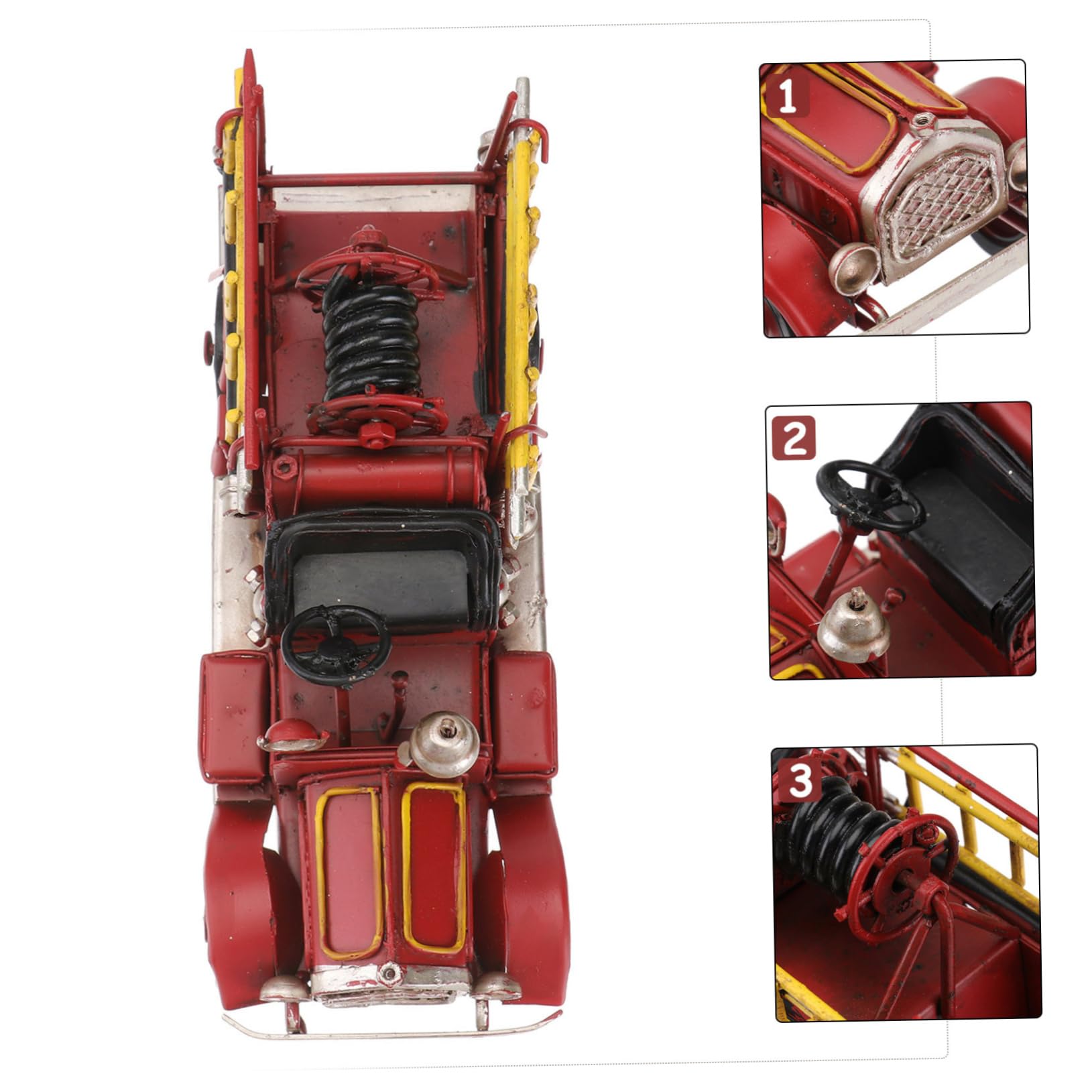 Retro Eisen Feuerwehrwagen Modell, Vintage Deko Figur für Schreibtisch