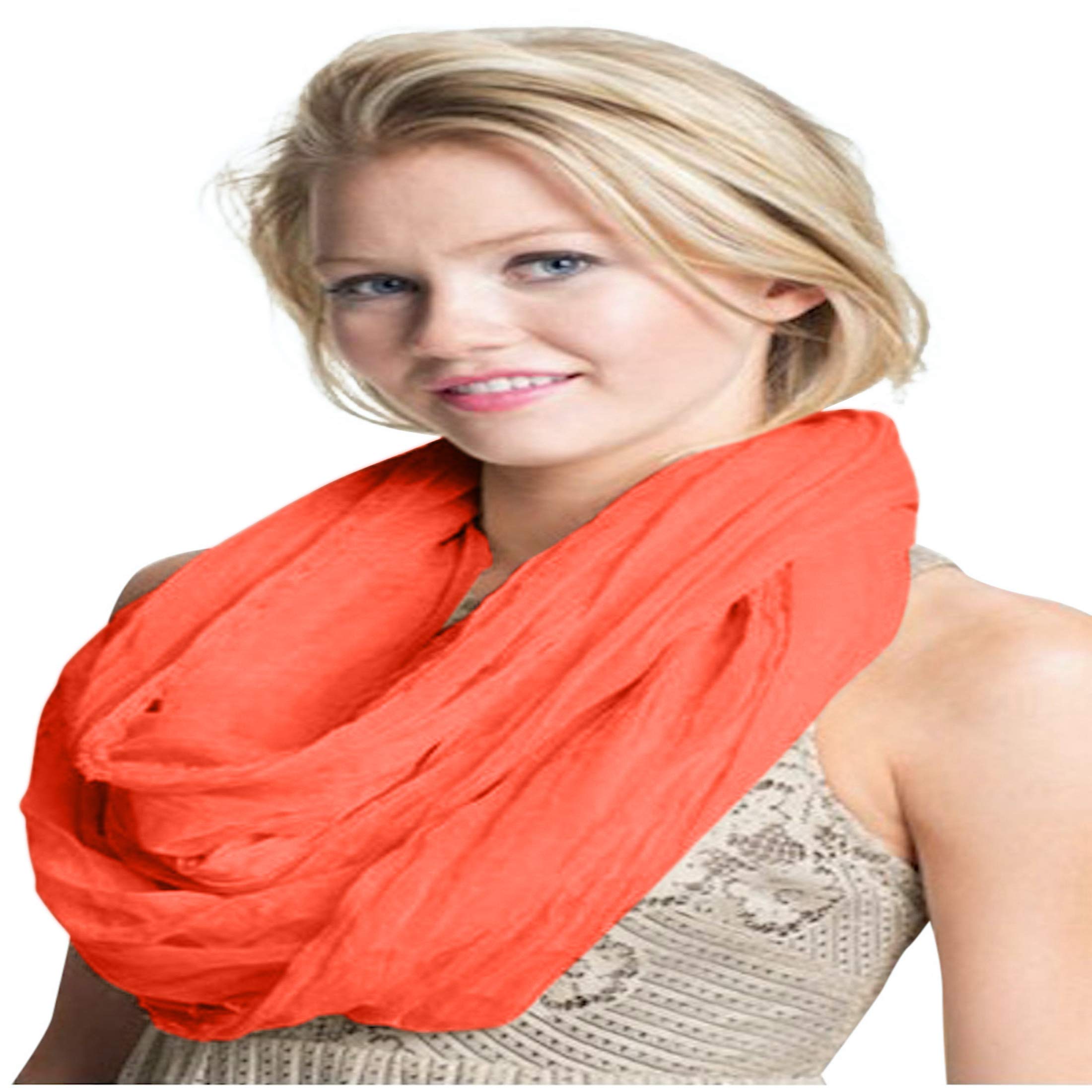 Cj Apparel Women's Orange Mobius Infinity Scarf Snood Cowl Circular Tube Eternity Shawl Pashmina Hand Made In Nepal
