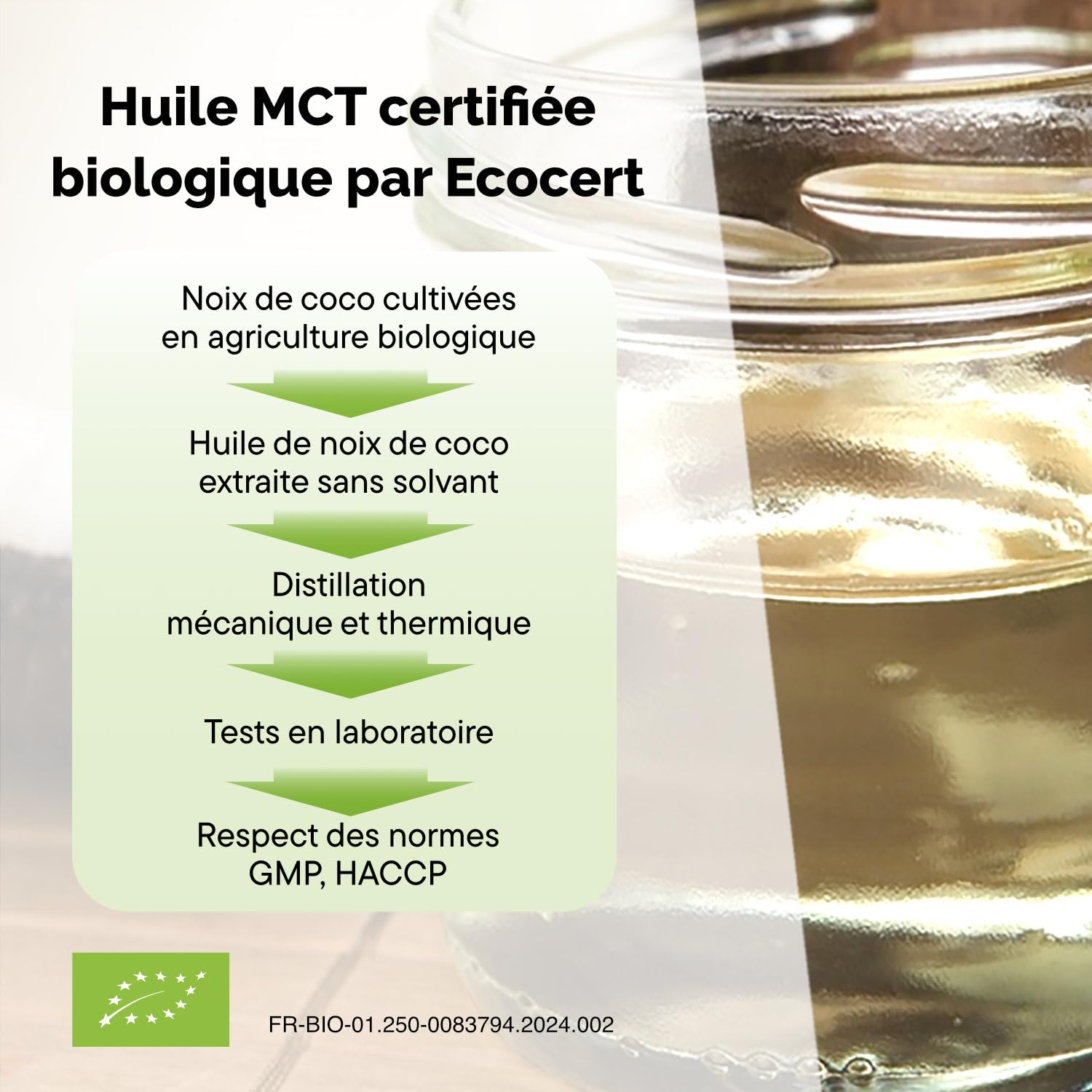 Huile MCT Pure C8 C10 BIO 100% Pure par Distillation | Nutribe Laboratoire en France | Concentration, Bien-Être cérébral, Intestin, Soutien du Métabolisme
