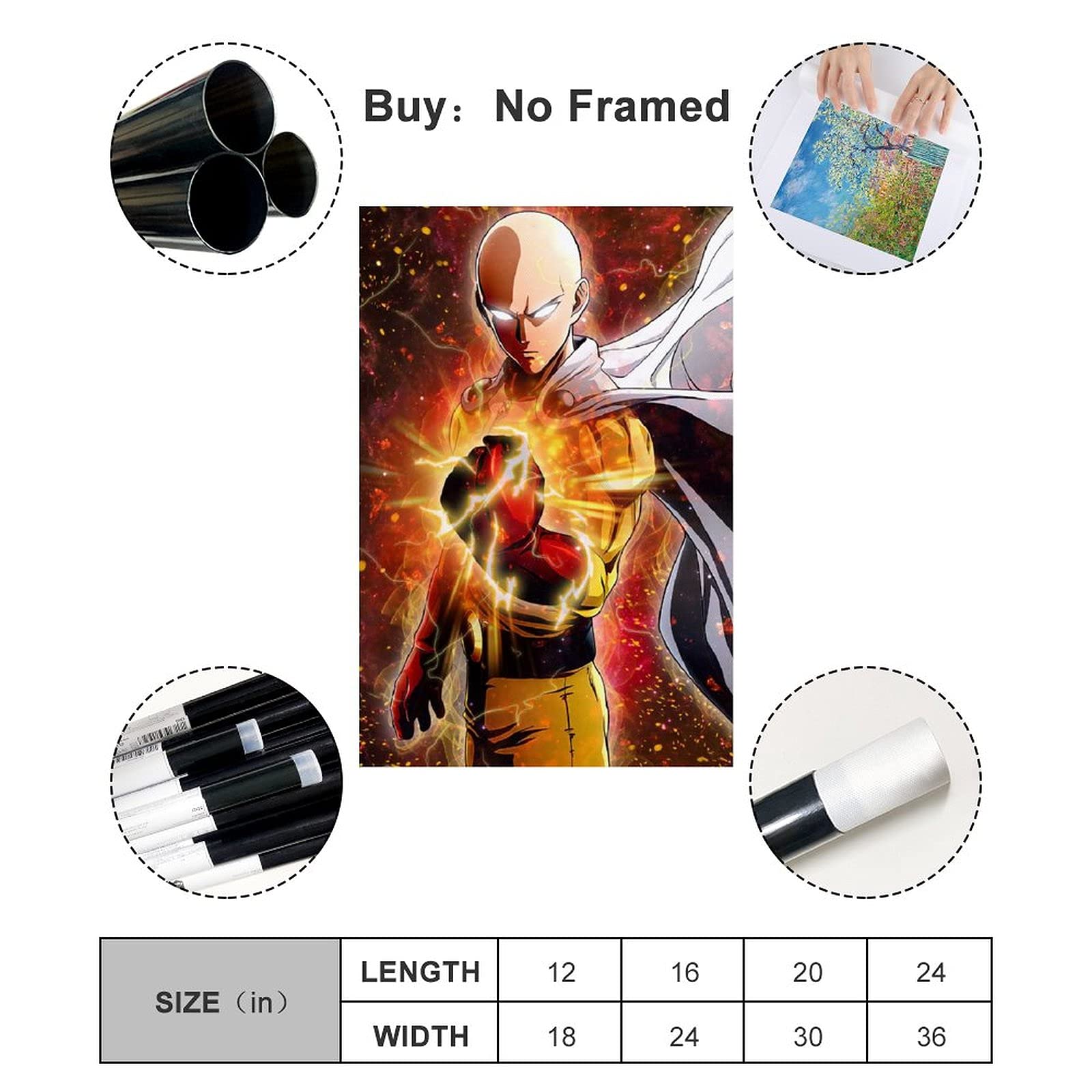 Poster One-Punch Man Sur Toile Vintage 30x45 Cm - Décoration Murale Sans Cadre Pour Salon/chambre