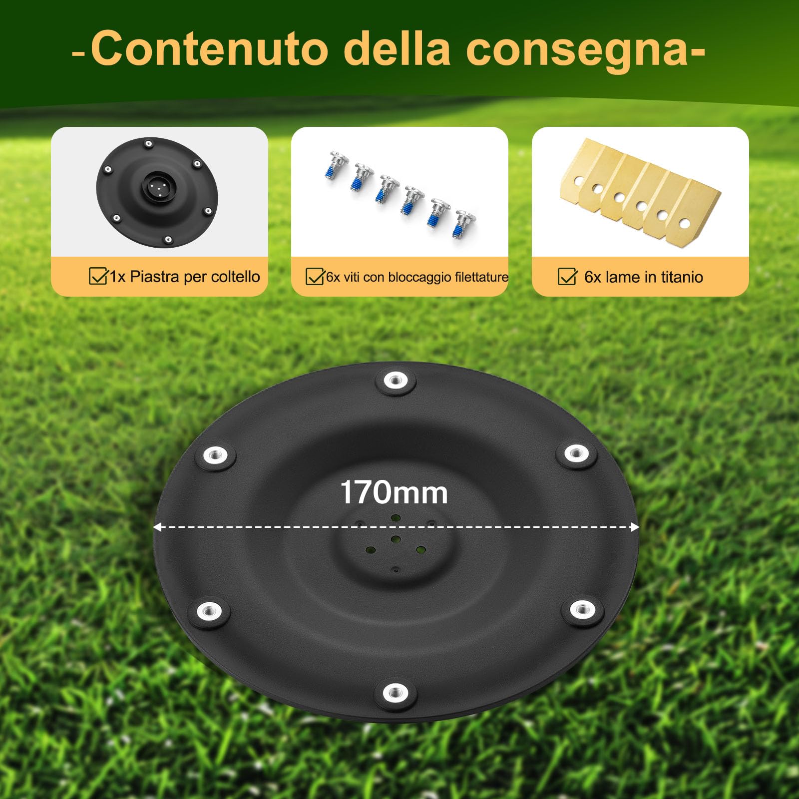 【Taglio Più Efficiente】 Dischi Lama + 6 Pezzi di Lame di Ricambio Compatibili con ANTHBOT Pion 900 1000 / Genie 600 1000 3000, Redkey MGC500 MGC1000， Tosaerba Robotico