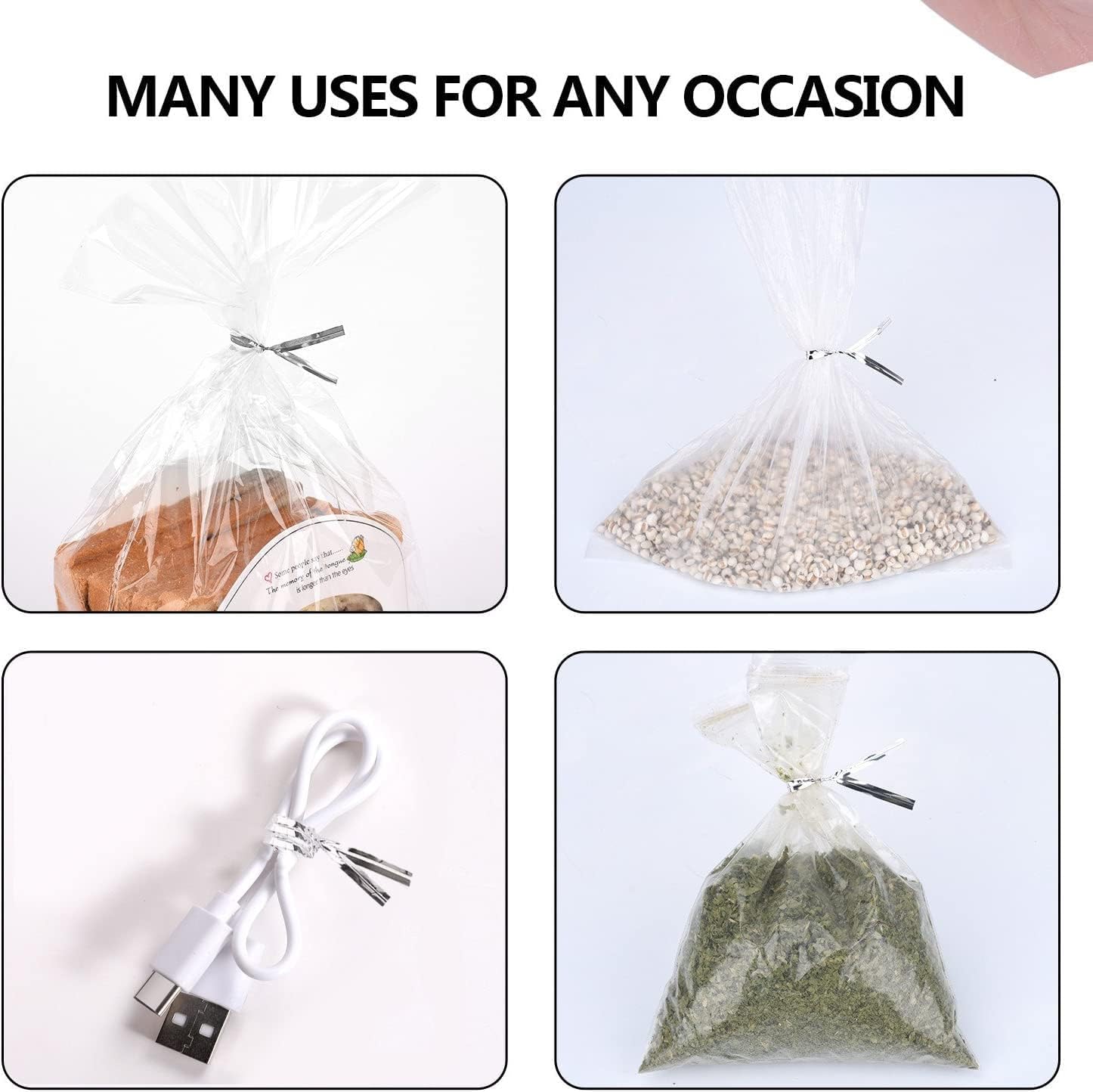 500 Pcs Metallic Twist Ties 5" Sliver Twist Ties for Bags Foil Twist Ties Bread Ties Plastic Cable Ties Candy Ties Twist Tie Bag Ties for Bread Bags Gift Bags Wrapping Cello Bags Treat Bags