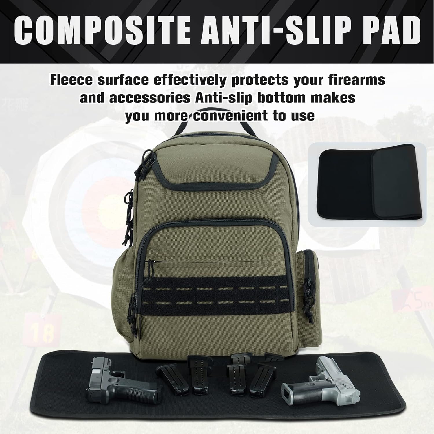 VEAGIA Range Backpack Pistol Range Bag For Handguns And Ammo Gun Cases Pistol Bags With Lockable Explosion-Proof Zippers