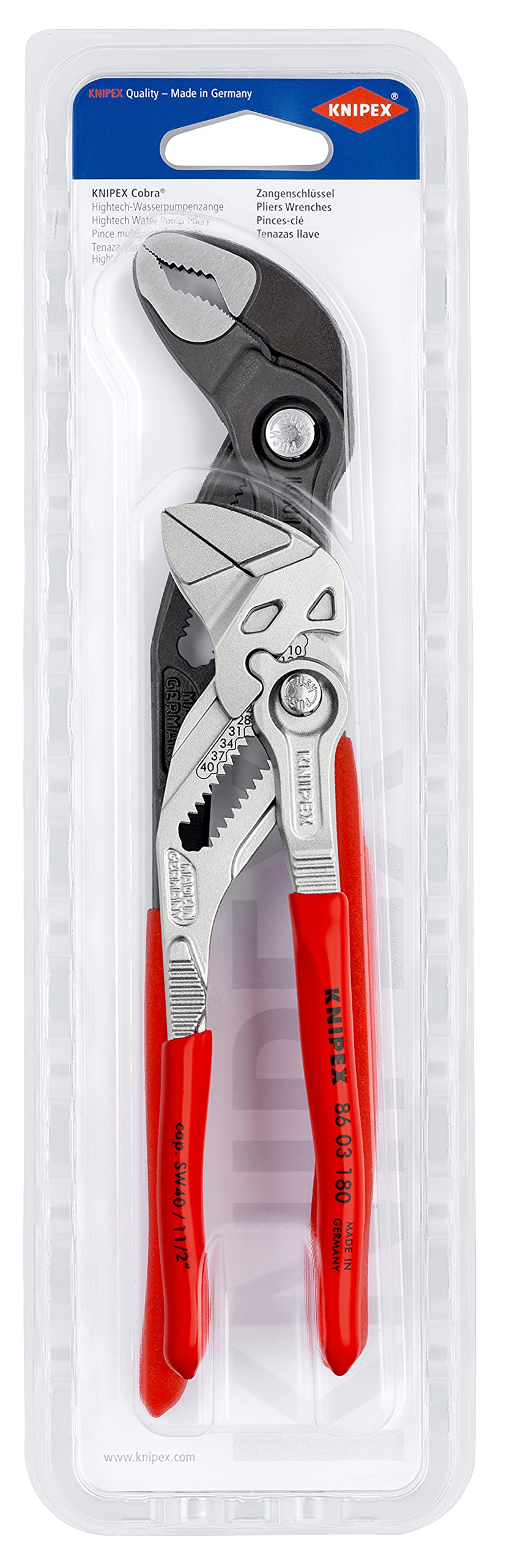 KNIPEX Zangen-Set 1 x 86 03 180, 1 x 87 01 250 in Blister, 00 31 20 V03