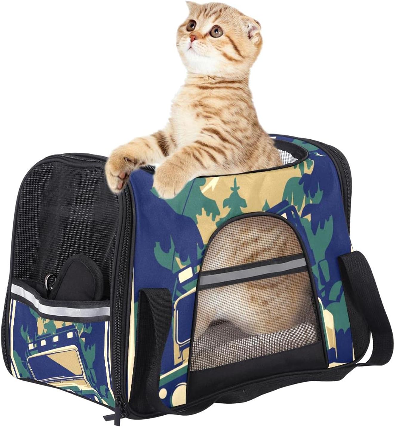 ポスター 車 ペットパック ペットキャリーバッグ 猫・小型犬用 マット付き 通気性 軽量 携帯しやすい 車載/旅行/通院/アウトドア