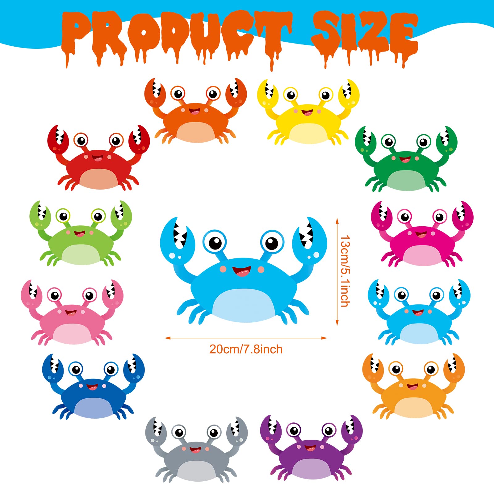 Xuhal 12 Pcs Crab Cruise Door Decoration Large Cruise Door Magnets Funny Fridge Magnetic Sea Navigation Stickers Decorations for DIY Summer Carnival Refrigerator Car Garage