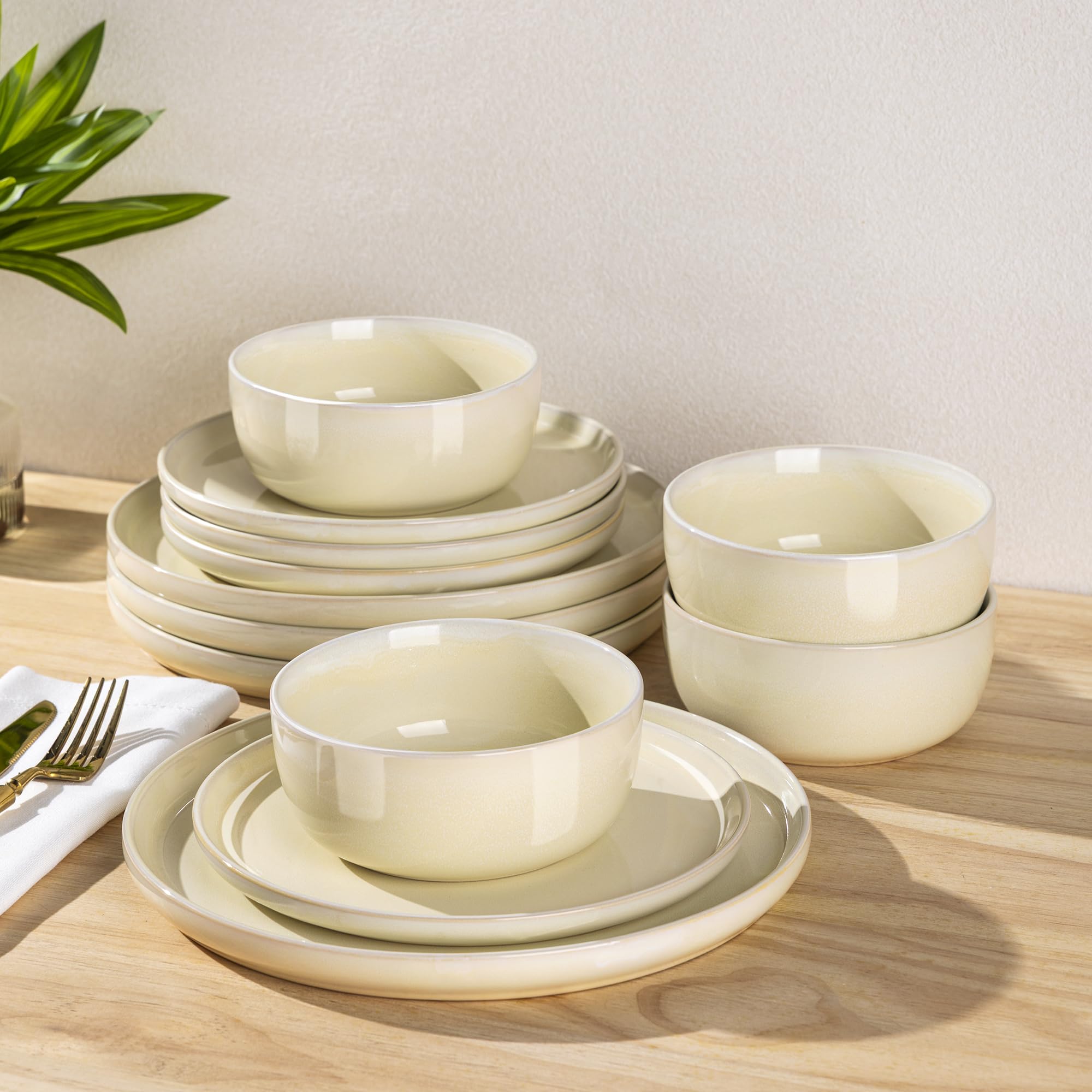 Amazon.com | AmorArc Stoneware Dinnerware Sets for 4,Round
