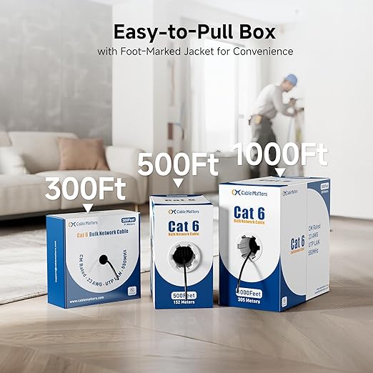 Cable Cat 6 UTP 500ft 23AWG Cobre Sólido 10Gbps miniatura 8