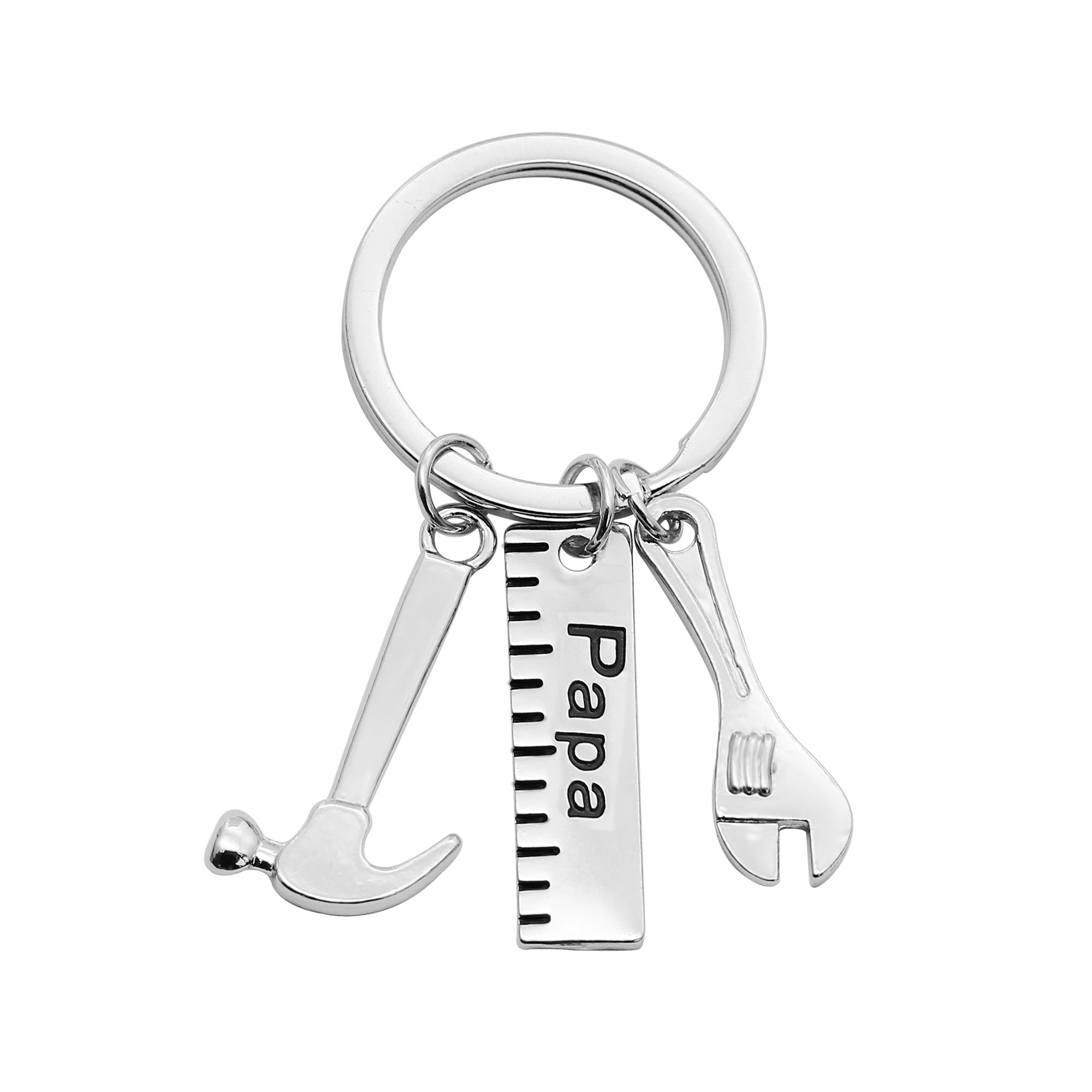 AGR8TKey Ring Father Day Papa Wedding Gift for Men Ruler Wrench Hammer Charm Pendant Key Holder (Papa)