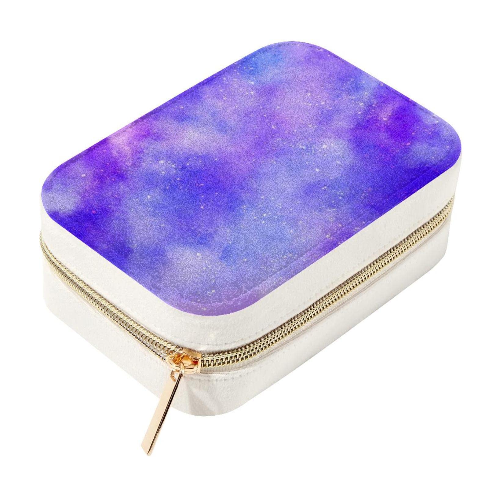 Boîte à bijoux de voyage galaxie violette double couche pour fille