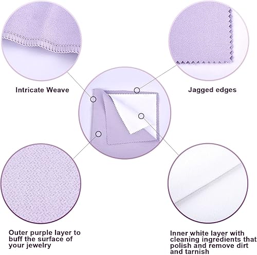 Miniatura 2 de SEVENWELL 2 paños de limpieza para pulir joyas, grandes, 10 x 12 pulgadas, para joyas de plata esterlina, oro, diamante, platino, piedras preciosas,