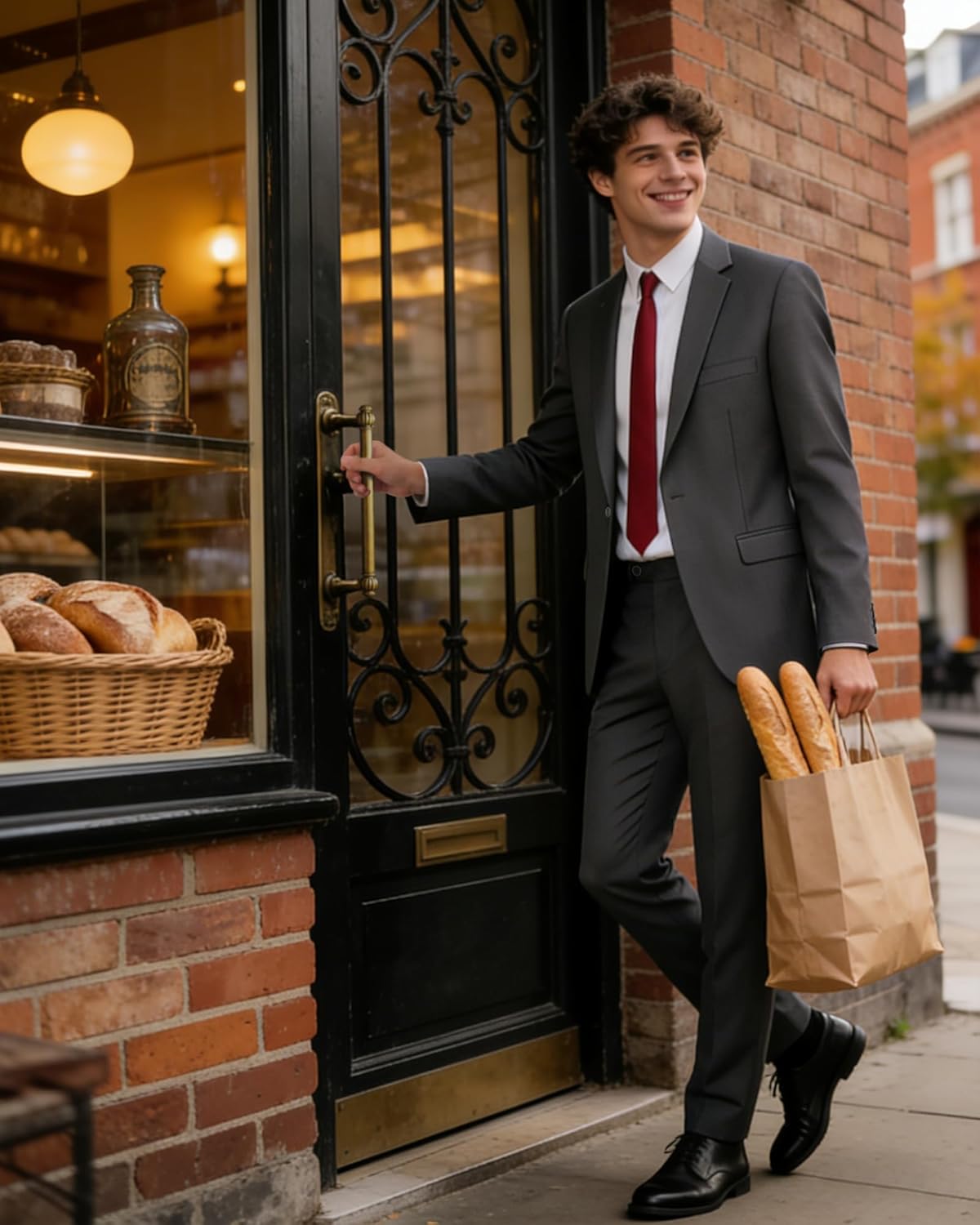 Cooper & Nelson Men's Suit 2 Piece Set, One Button Slim Fit Tuxedo with Jacket Pants Tie for Wedding, Business, Prom - Image 3