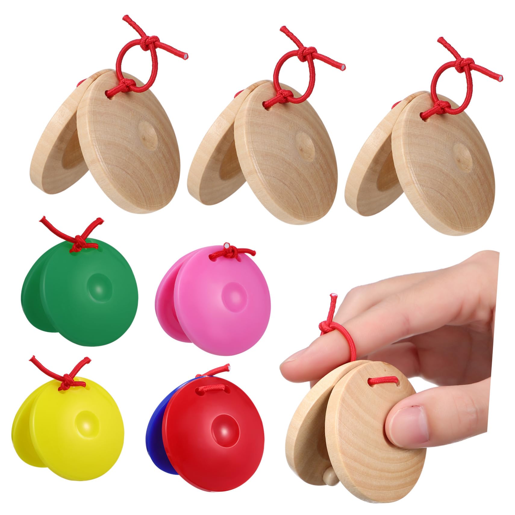 Juguete de Castañuelas para Niños Pequeños 24 Piezas de Madera | Plástico, Instrumentos Musicales Educativos, para Ñiño y Toddler, 12 12 Piezas