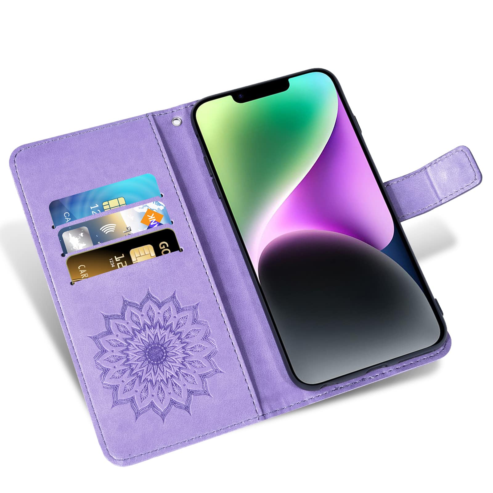 Copatible With IPhone 14 Plus 6.7 Inch Wallet Case Tepered Glass