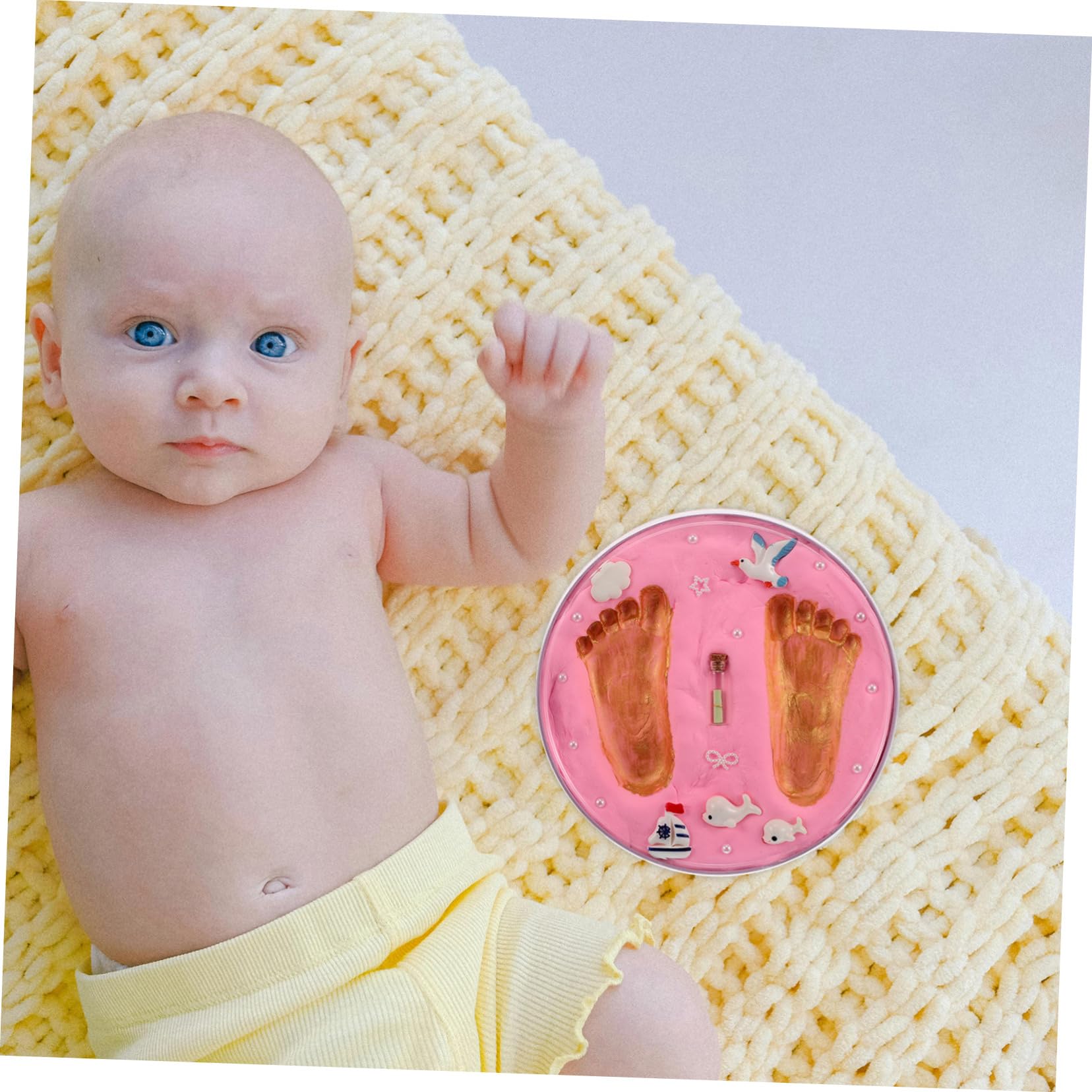 TOYANDONA Kit de Huellas de Manos y Pies Fácil de Usar para Ñiño Recién Nacido, Arcilla Rosa Recuerdo para Baby Shower y Regalos
