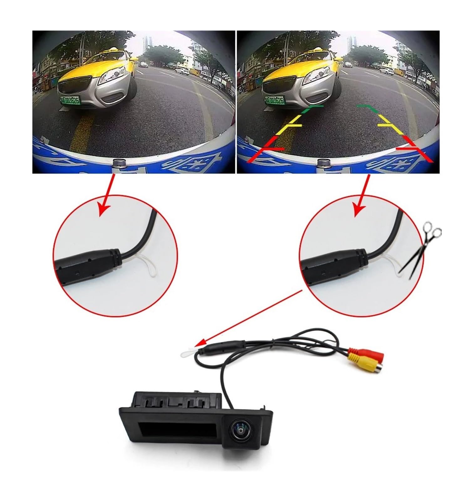 Hikity Retrocamera AHD 1080P Per VW Touran Passat Touareg Tiguan Retrocamera Auto 170° Grandangolo Telecamera Posteriore Per Auto Con Cavo Video 6M + Cavo Alimentazione 1,5 M