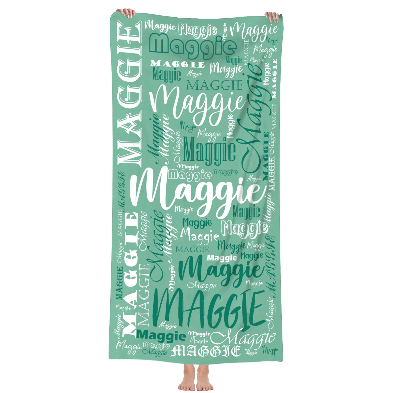 Dihope Personalised Microfibre Beach Towel for Adults Kids with Name, Large Custom Bath Towels Quick Dry Sand Free Lightweight Travel Beach Towel for Mens Boys Girls Baby Fitness Swimming